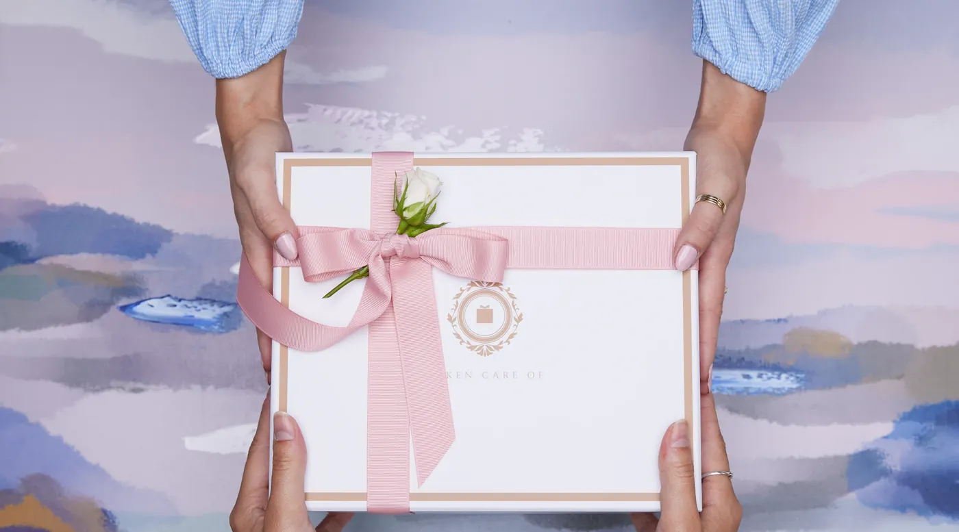 Customer receiving a gift-wrapped order